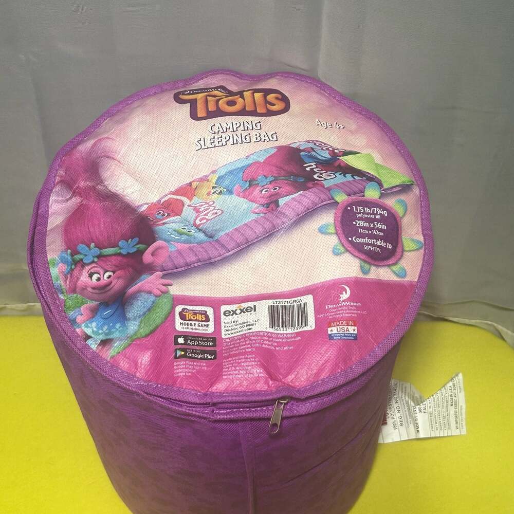 DreamWorks Trolls Youth Camping Sleeping Bag 28x56